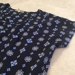 Navy blue patterned blouse